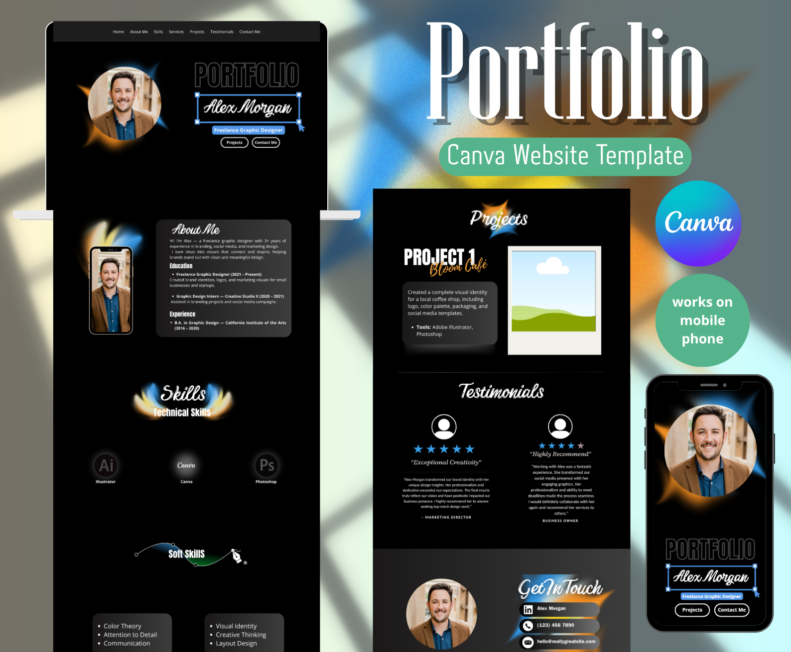 Modern Portfolio Website Template – Editable Canva Website