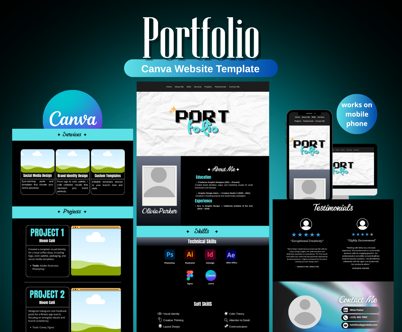 Canva Portfolio Website Template for Freelance Designers & Creatives