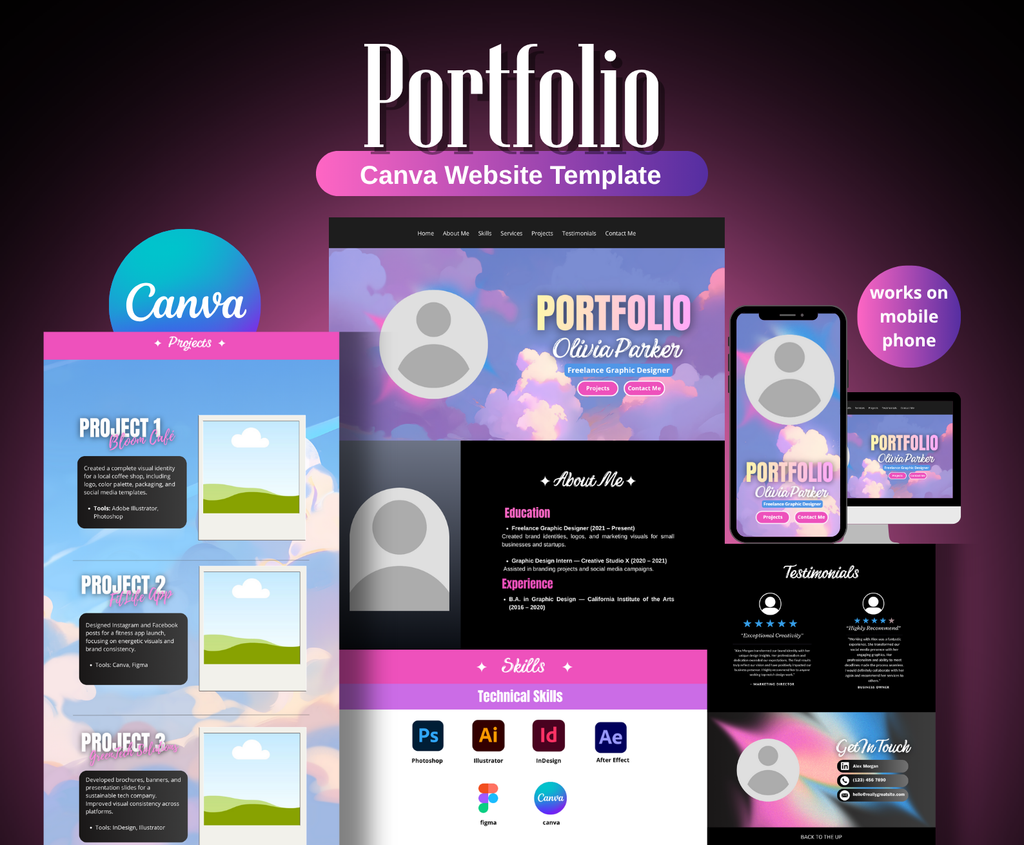 Canva Portfolio Website Template for Freelance Designers & Creatives