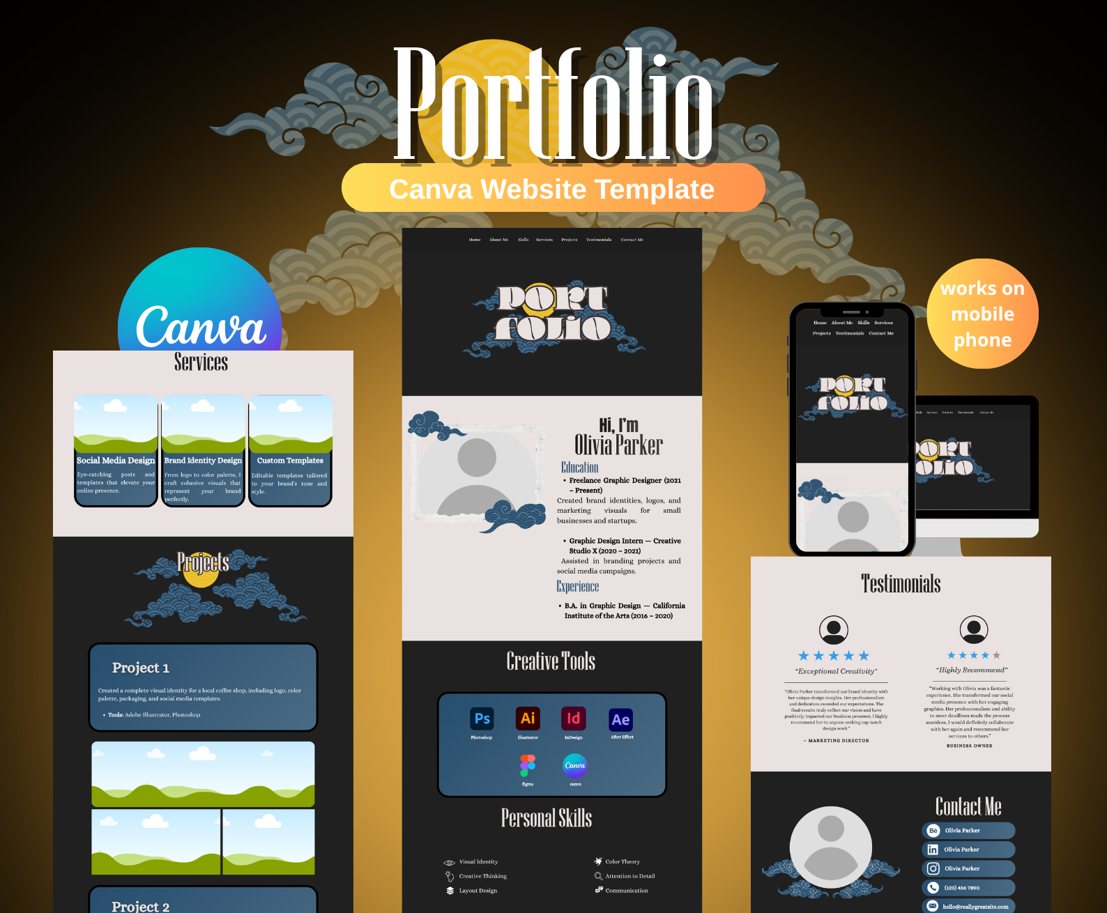 Canva Portfolio Website Template |  Freelance Designers & Creatives | Responsive & Mobile-Friendly