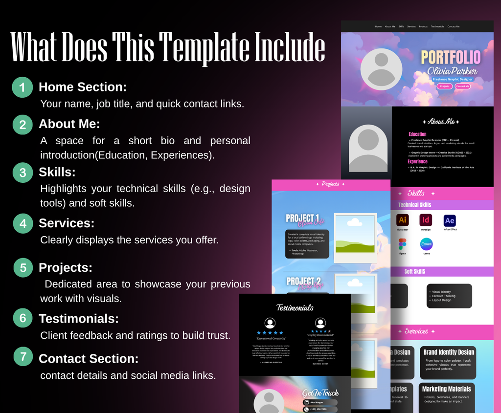 Canva Portfolio Website Template for Freelance Designers & Creatives