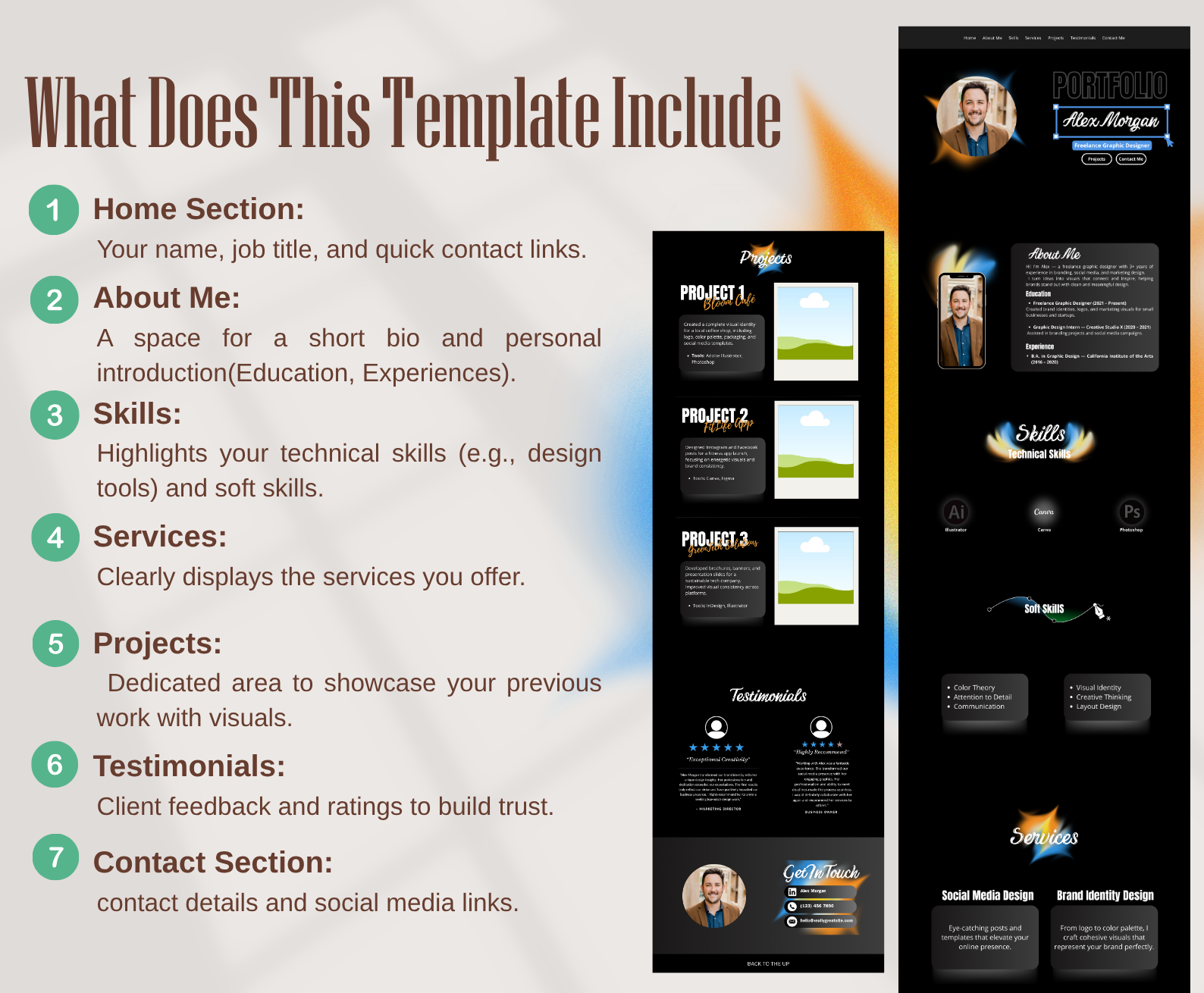 Modern Portfolio Website Template – Editable Canva Website