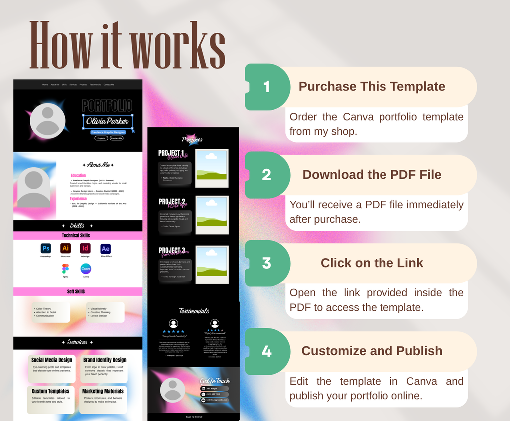 Creative Portfolio Website for Freelance Graphic Designers (Canva Template)