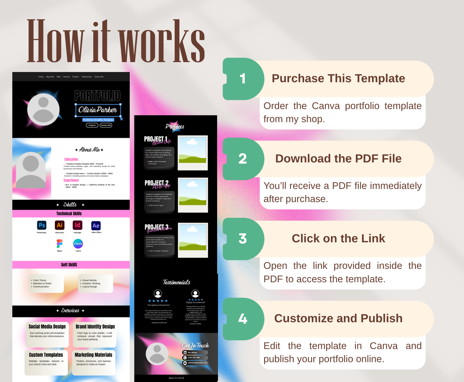 Creative Portfolio Website for Freelance Graphic Designers (Canva Template)