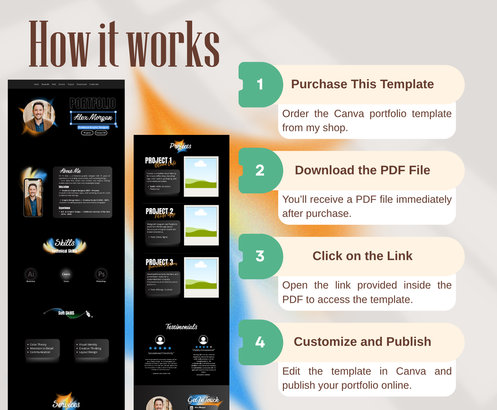 Modern Portfolio Website Template – Editable Canva Website